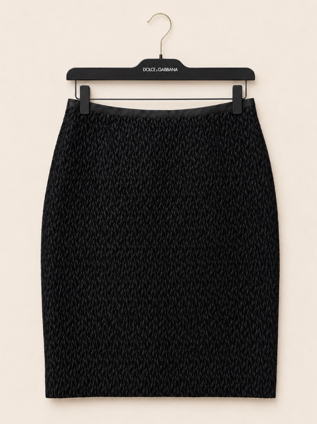 Dolce & Gabbana Black Textured Pencil Skirt | It 46 (Approx. Us 8) | Silk Lined